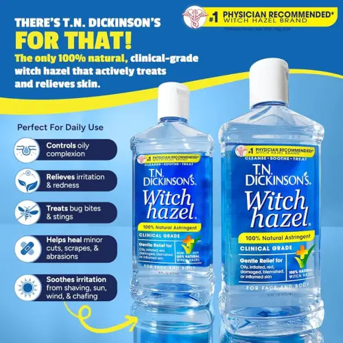 T.N. Dickinson's Witch Hazel 100% Natural Astringent for Face and Body, 8 fl oz
