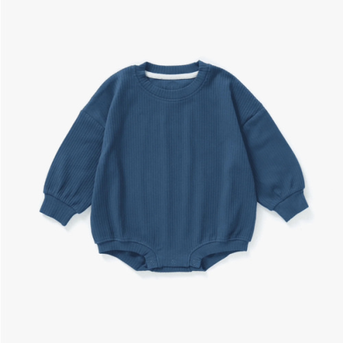 Ribbed Bubble Romper | Navy