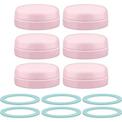 Maymom Solid Lids Aka Travel Caps w/Sealing Ring Compatible with Avent Bottle; Cap Replace Avent Natural Bottle Screw Ring n Sealing Disc; Fit Avent Anti-colic Polypropylene, Glass Bottle, Avent Pink