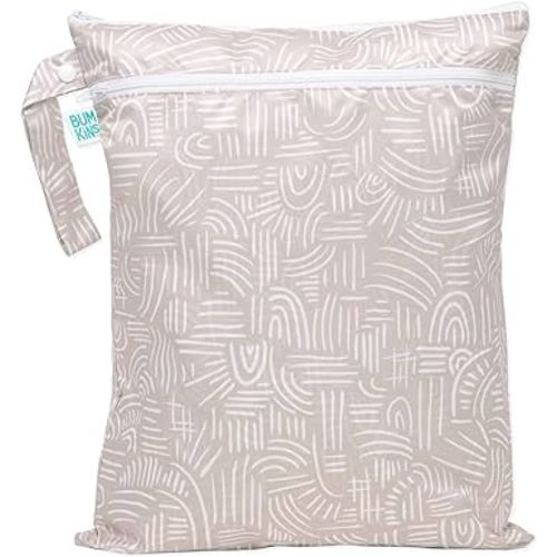 Bumkins Waterproof Wet Dry Bag for Baby, Travel, Swim Suit, Cloth Diapers, Pump Parts, Pool, Gym Clothes, Toiletry, Strap to Stroller, Daycare, Zip Reusable Bag, Wetdry Packing Pouch, Boho Beige