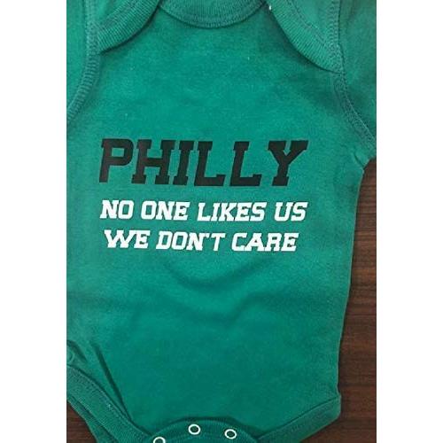 Philly no one likes us we don't care Funny sports fan Eagles baby onesie ® shirt we don't care infant bodysuit
