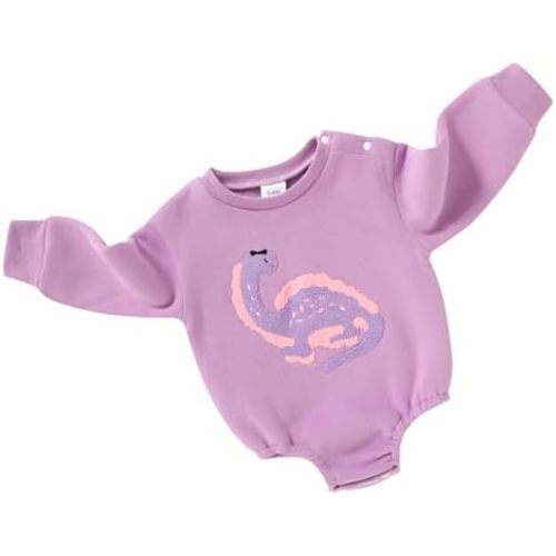 Happy Town Newborn Baby Girl Clothes Long Sleeve Oversize Romper Fleece Embroidery Sweatshirt Toddler Fall Winter Outfits