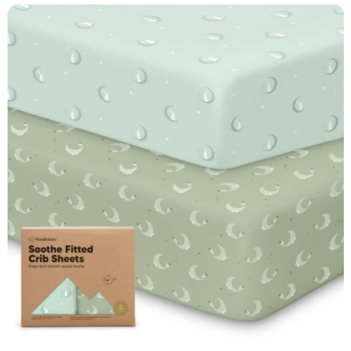 Keababies 2pk Soothe Fitted Crib Sheets Neutral, Organic Baby Crib Sheets, Fits Standard Nursery Baby Mattress (Lunaris)