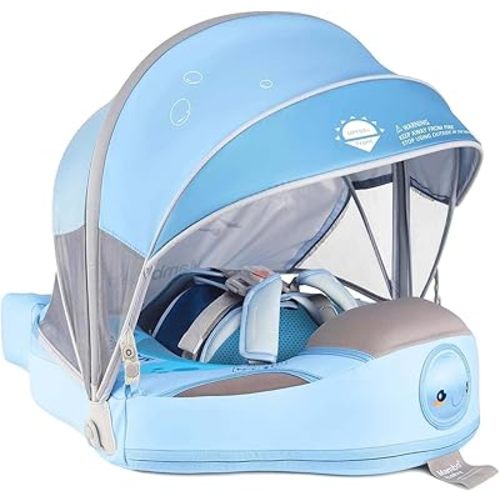Baby Floats for Pool with Canopy Removable Sun Protection Canopy Mambobaby Float Non Inflatable Upgrade Add Tail Avoid Flip Waterproof Skin-Friendly Infant Swim Float 3-24 Months