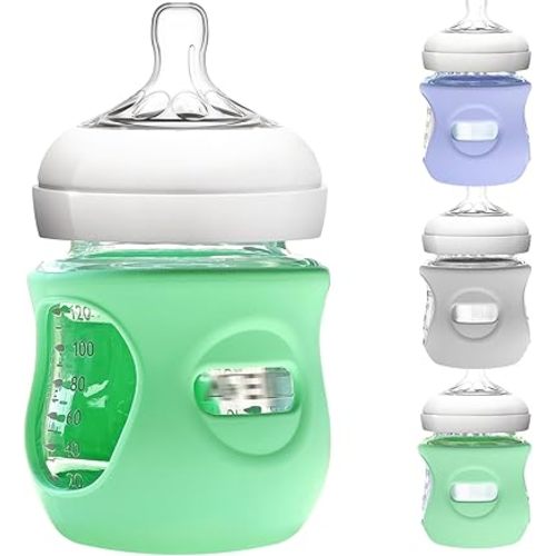 3 Pack Silicone Sleeve for Philips Avent Glass Bottle - Shatter Proof Natural Silicone Bottle Sleeve for Anti Colic Baby Bottles 8 oz & 4 oz - Anti Flow Sleeve for Infant Bottles