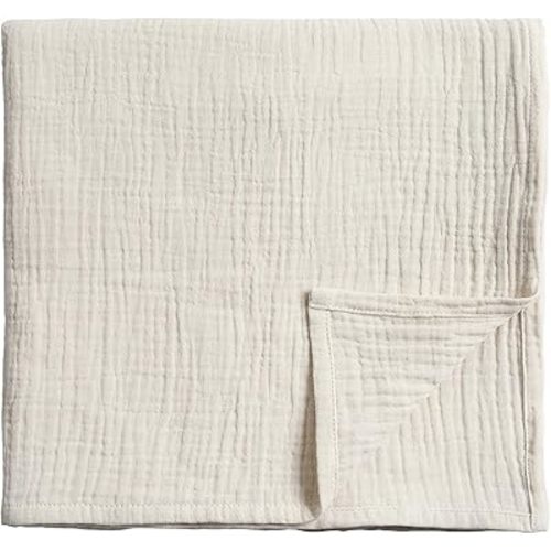 Meracorallo Muslin Swaddle Blanket, 100% Organic Cotton Receiving Blanket Soft and Breathable Swaddle Wrap for Baby Boys and Girls, Cream