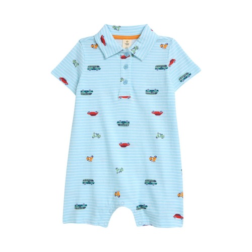 Print Cotton Polo Romper