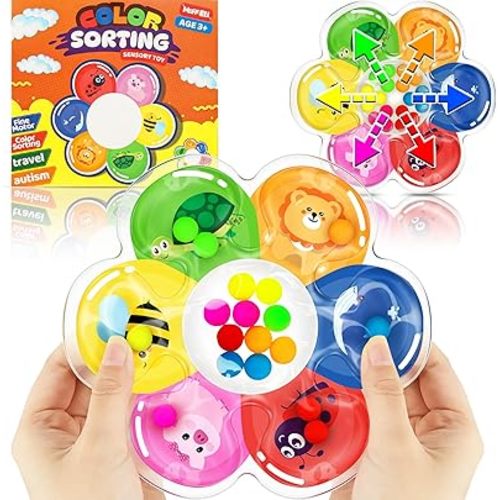 Color Sorting Sensory Toys for Toddlers & Kids, Preschool Fine Motor Skills for Autism, Fidget Color Matching Travel Toys, Calm Down Toy, Birthday Gifts for Boys & Girls
