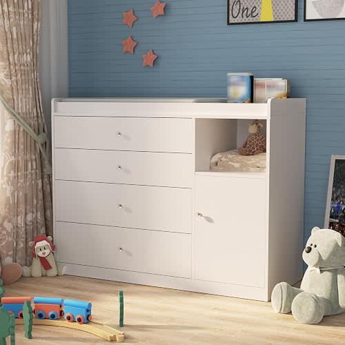Baby Changing Table Dresser with Changing Table Top Nursery Organizer