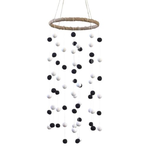 Black and White Felt Ball Nursery Ceiling Mobile- LARGE SIZE