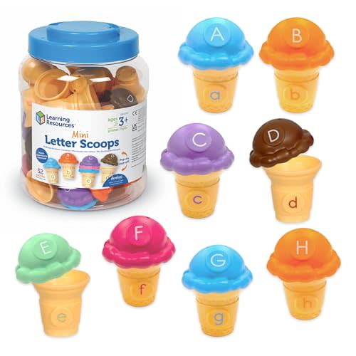 Learning Resources Mini Letter Scoops,Preschool Learning Toys, Stacking Toys, Montessori Toys,Kids Easter Gifts, Ages 3+, 52 Pieces