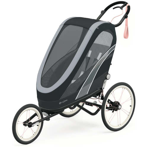 Cybex Zeno Multisport Trailer Bundle - Black/Pink Frame + All Black Seat Pack