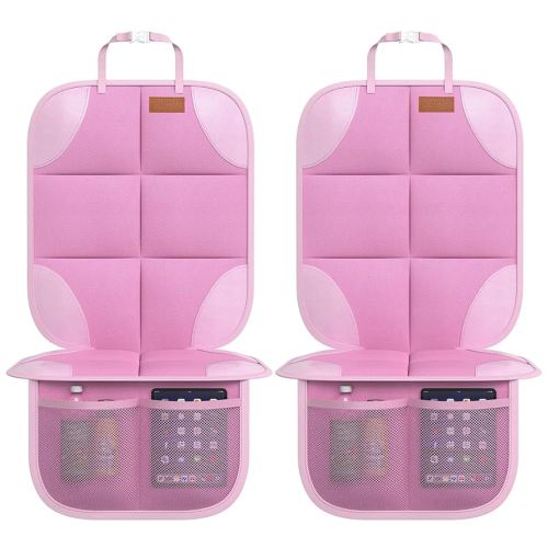 Car Seat Protector, Large Auto Protector for Child Seats with Thickest Padding and Non-Slip Backing Mesh Pockets for SUV, Sedan, Truck, Leather and Fabric - Black