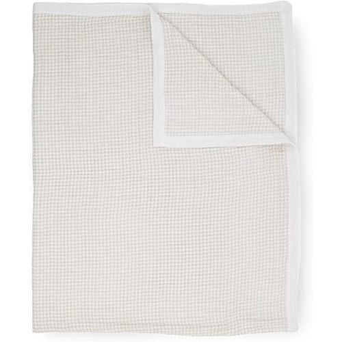 Little Unicorn Premium Quilted Throw | Super Soft, Multi-Layered Muslin XL Blanket| Great for Kids & Families (Tan Gingham)