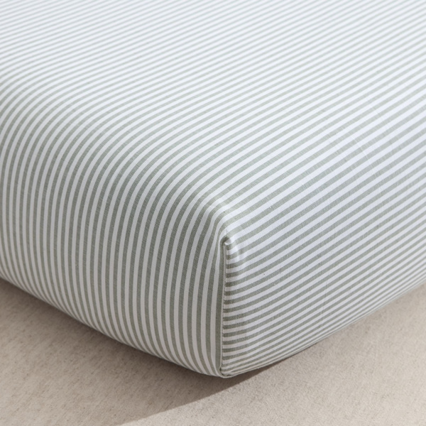 Oxford Stripe Organic Crib Fitted Sheet in Sage