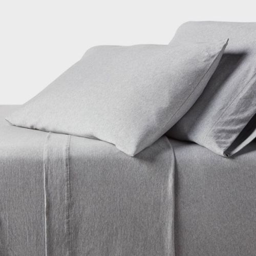 King Cotton Jersey Sheet Set White - Threshold™: Knitted, OEKO-TEX Certified, Includes 4 Pieces, Fits up to 17" Mattress