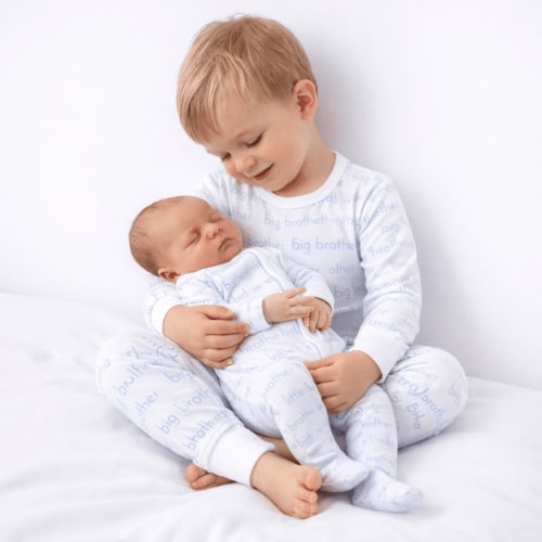 Big Brother & Little Brother Print Pajamas and Footie Set