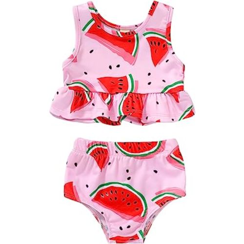 YOUNGER TREE Baby Girls Summer Swimsuit Sleeveless Striped Swimwear Two-Piece Suit Beach Bikini 3-6 months