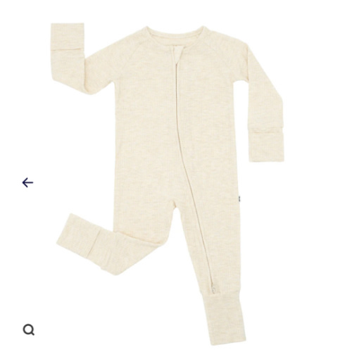 Heather Oatmeal Ribbed Zippy - Little Sleepies