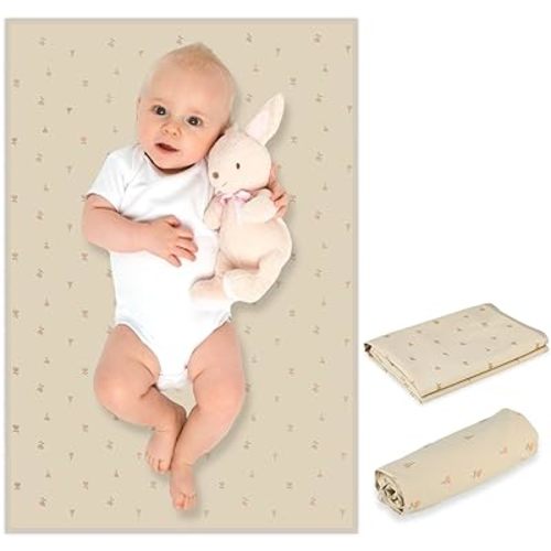Vegan Leather Baby Changing Mat - Wipeable Portable Changing Pad, Foldable Travel Changing Mat for Baby, Newborns Toddlers Shower Gifts (Small Flower,20"*28")