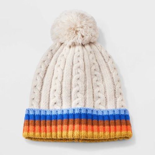 Toddler Boys' Cable Knit Striped Beanies - Cat & Jack™ 12-24M