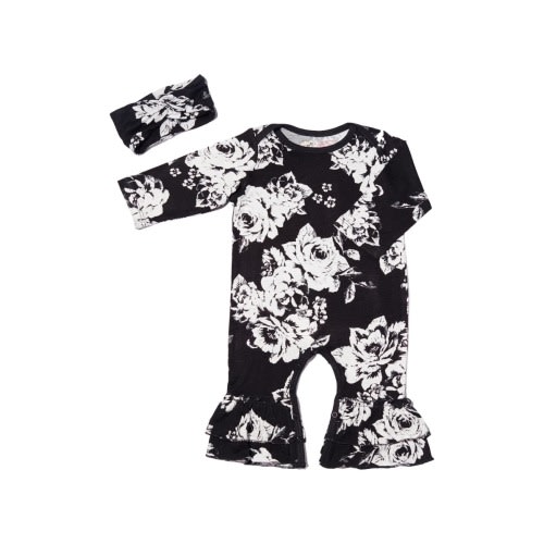 Ruffle Romper & Head Wrap Set