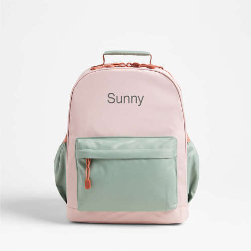 Dreamer Colorblock Pink and Mint Green Medium Kids Backpack with Side Pockets