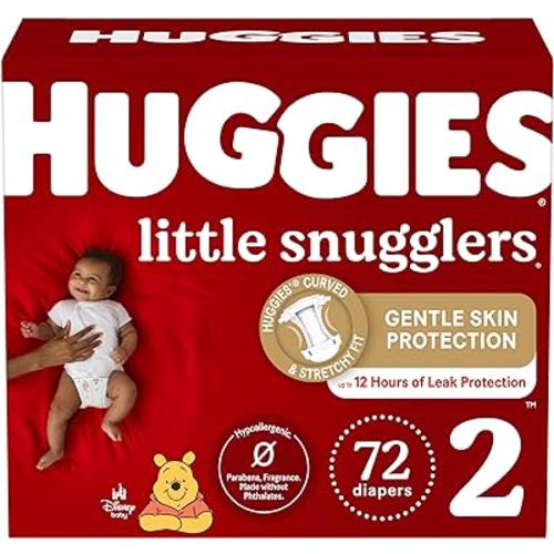 Huggies Size 2 Diapers, Little Snugglers Baby Diapers, Size 2 (12-18 lbs), 72 Count