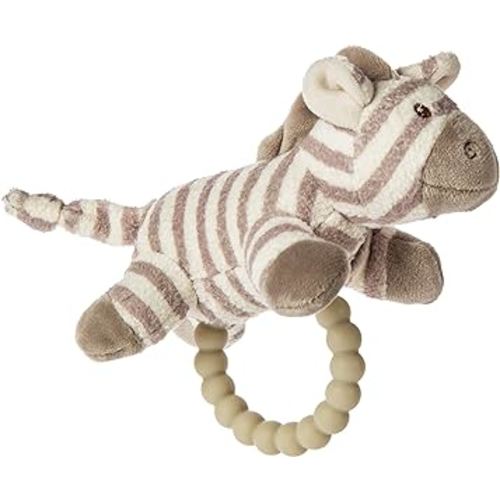 Mary Meyer Afrique Teether Baby Rattle, 5-Inches, Zebra