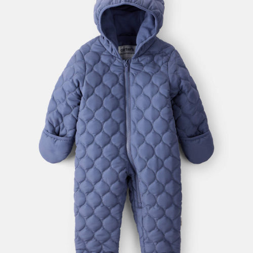Blue Baby Boy 1-Piece Quilted Pram Snowsuit - Navy | Carter’s Oshkosh Canada