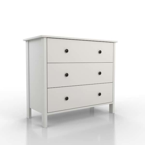 London 3-Drawer White Chest of Drawers 29 in. H x 34 in. W x 21 in. D