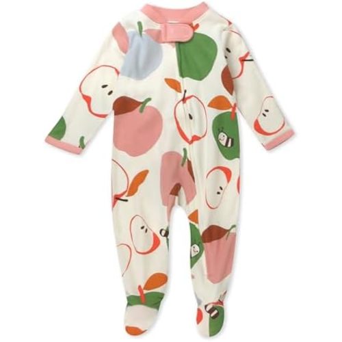 HonestBaby Baby Girls' Sleep and Play Footed Pajamas One-Piece Sleeper Jumpsuit Zip-front Pjs Organic Cotton