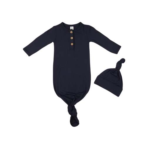 Knotted Gown and Hat Set in Coal
