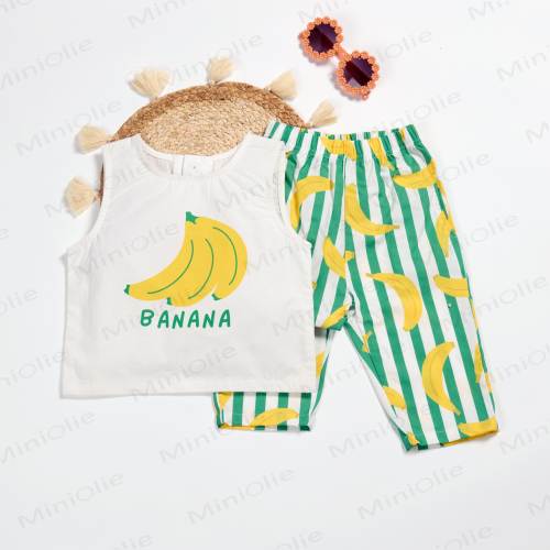 BANANA Toddler 2-piece Sleeveless Green Stripe Set