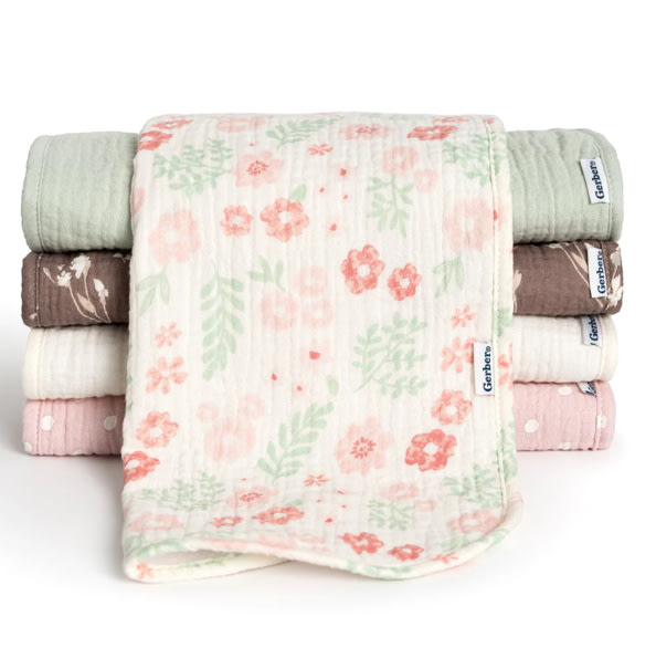 5-Pack Baby Girls Pink Floral Muslin Burp Cloths – Gerber Childrenswear