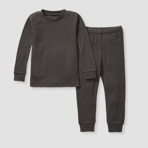 Burt's Bees Baby® Toddler Boys' 2pc Snug Fit Lyocell Thermal Solid Pajama Set - Black 2t