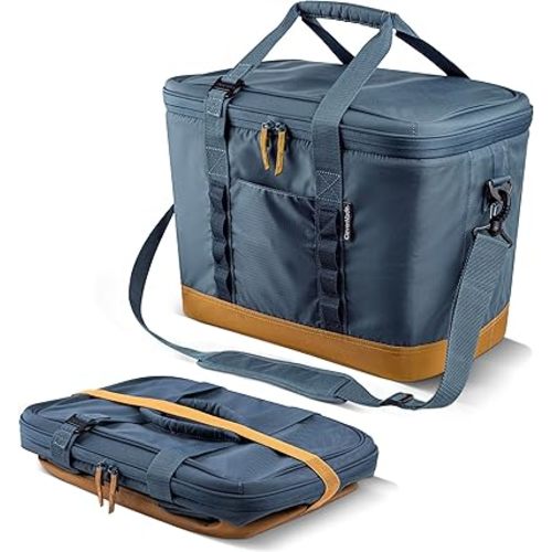 CleverMade Pacifica Collapsible Cooler Bag – Large Portable Cooler Bag for Travel, Foldable Insulated Cooler for Beach, Picnic & Tailgating, Holds Up to 50 Cans, Leakproof Soft Carry Cooler - Ocean