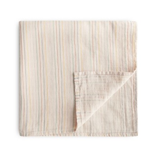 Organic Cotton Muslin Swaddle Blanket Retro Stripes One Size