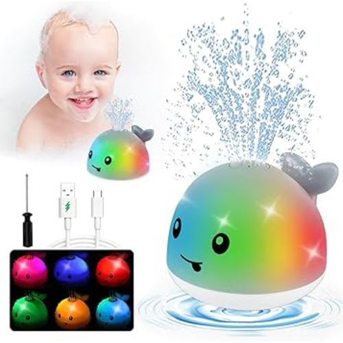 Baby Toddler Infant Bath Toys - Light up Toddla Whale Bath Toy Sprinkler for Kids Age 1-3 2-4 3-5 4-8 Mold Free Bathtub Tub Water Pool Shower Toys for Babies 6-12-18-24 Months Baby 1st Birthday Gifts