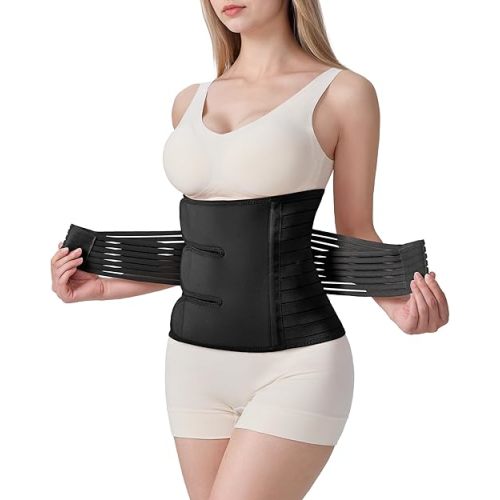 Postpartum Belly Band for Women: Adjustable Compression Wrap for Abdominal & Waist Support C-Section & Vaginal Birth Recovery Black L