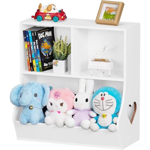 Lerliuo Baby Toddler Bookshelf and Storage Organizer, Kids Cabinet and Bookcase, Wooden 3 Cubby Children Book Shelf for Playroom, Bedroom, Nursery, School 23.62'' H (White)
