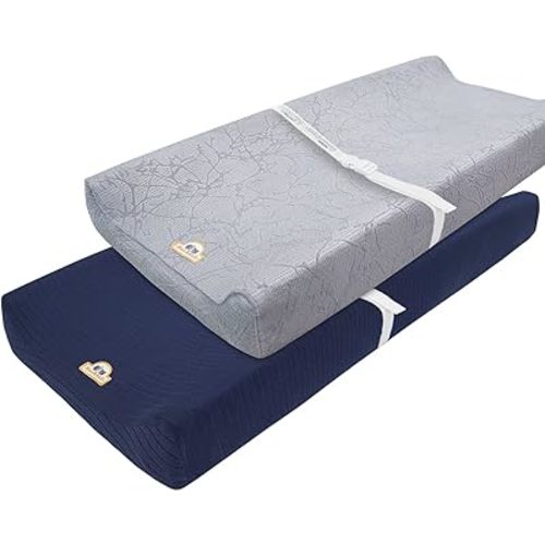 BlueSnail Changing Pad Cover, Strechy Ultra Soft Chaning Pad Sheet 2 Pack (Gray+ Navy)
