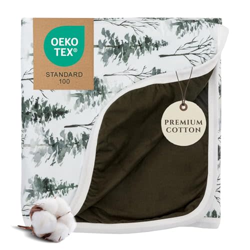 Pobibaby Boy Blankets, Toddler Blanket, 50x50, Soft Cotton (Magical Woods) | Baby Blanket Boys, 3-Layer, Kids Blanket, Stretchy Jersey Knit, Baby Quilt, Warm Cozy Crib Blanket, Shower Gift, Machine Wash