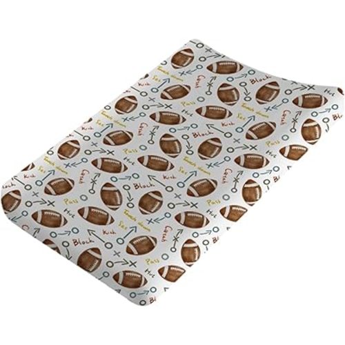 Watercolor American Football Baby Changing Pad Covers for Boy Girl 32''x16'' American Football Rules Fitted Diaper Change Table Pad Sheets Outdoor Sports Gift Soft Breathable Changing Table Mats