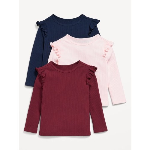 Long-Sleeve Ribbed Ruffle-Trim T-Shirts 3-Pack for Toddler Girls | Old Navy
