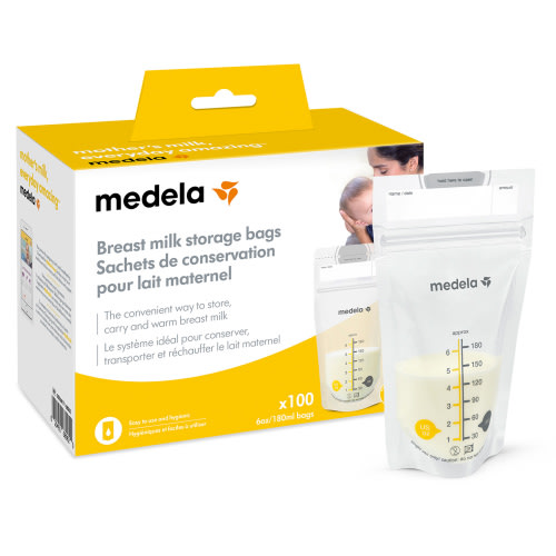 Medela Breast Milk Freezer Storage Bags, 6oz/180ml, Clear with Measurements, 100 Count for Breastfeeding
