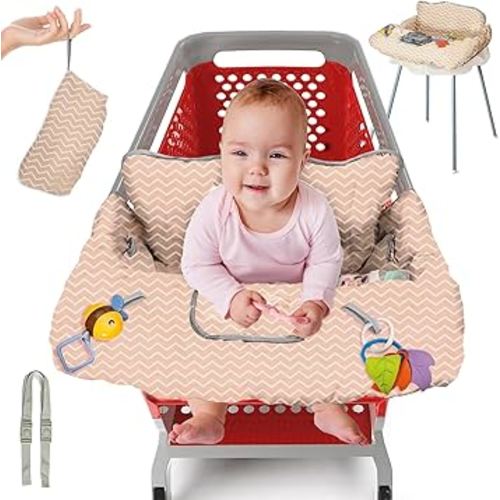PILLANI Shopping Cart Cover for Baby, High Chair Cover for Restaurant Seat - Grocery Cart Cover for Baby Girl and Boy, Comfortable Cotton Buggy Covers for Babies - Padded Toddler Shopping Cart Cover