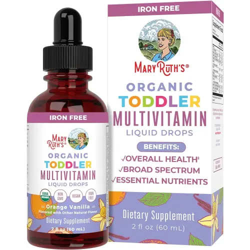 MaryRuth Organics Kids Multivitamin for Toddlers | USDA Organic | Toddler Vitamins Liquid Drops for Kids Ages 1-3 | Immune Support & Overall Wellness | Vegan | Non-GMO | Gluten Free | 2 Fl Oz