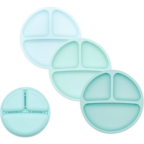 WeeSprout Silicone Divided Plates (No Lids), 100% Food Grade Silicone Plates, Divided Plates for Toddlers & Kids, Dishwasher & Microwave Safe