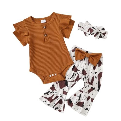 Yvowming Newborn Baby Girl Clothes Infant Ruffle Romper Pants Set Summer Outfits Cute Baby Clothes for Girls